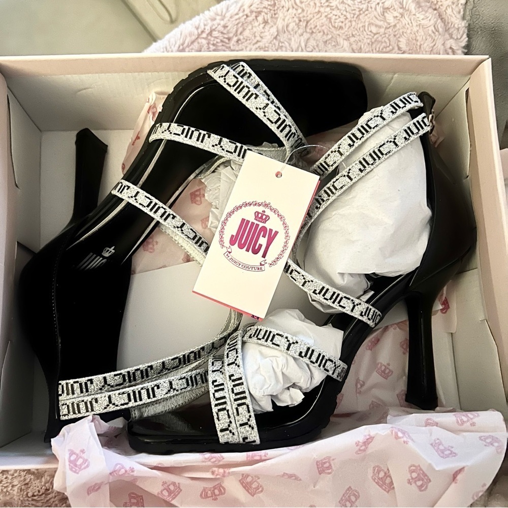 Juicy couture Gabrielle heels glitter size 8 black - Picture 2 of 6